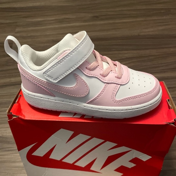 Nike Other - Nike pink and white girls court borough low recraft size 9C -NWT